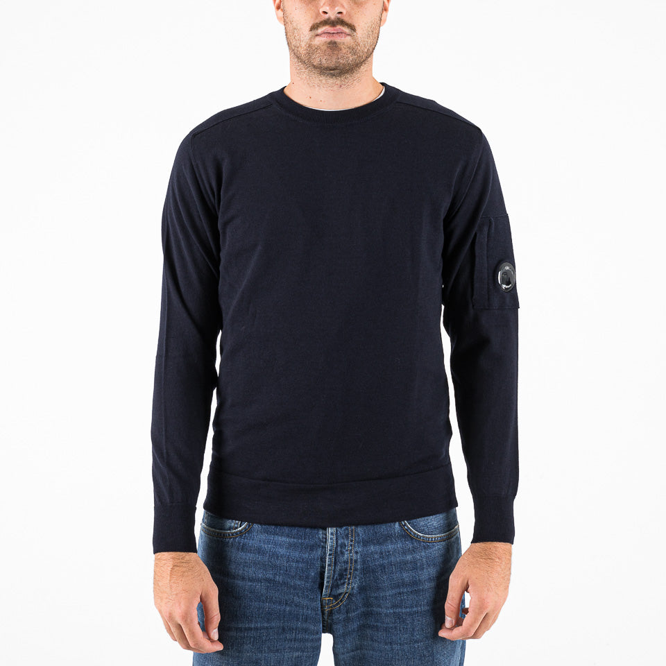 Extra fine merino wool crew neck blu navy