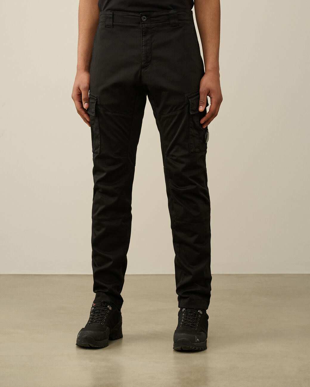 Cargo pants stretch sateen nero