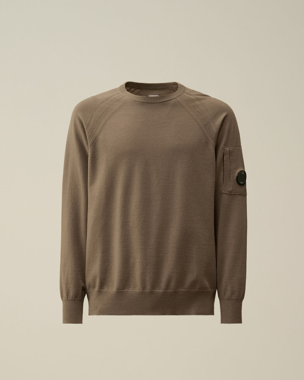 Extra fine merino wool crew neck verde militare