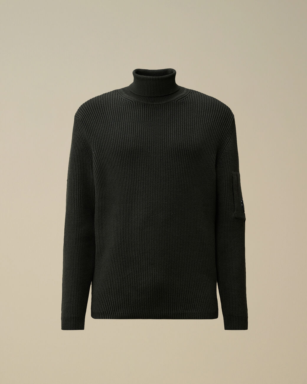 Maglione collo alto full rib nero