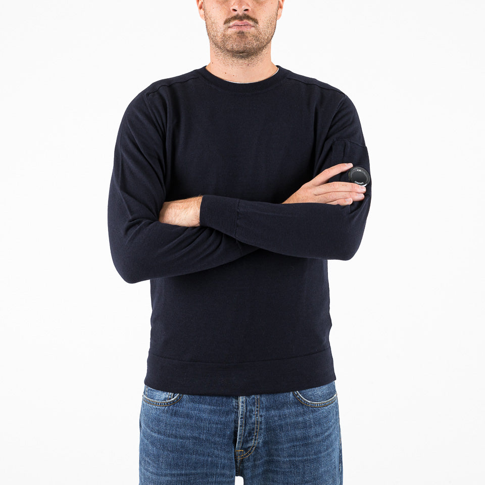 Extra fine merino wool crew neck blu navy