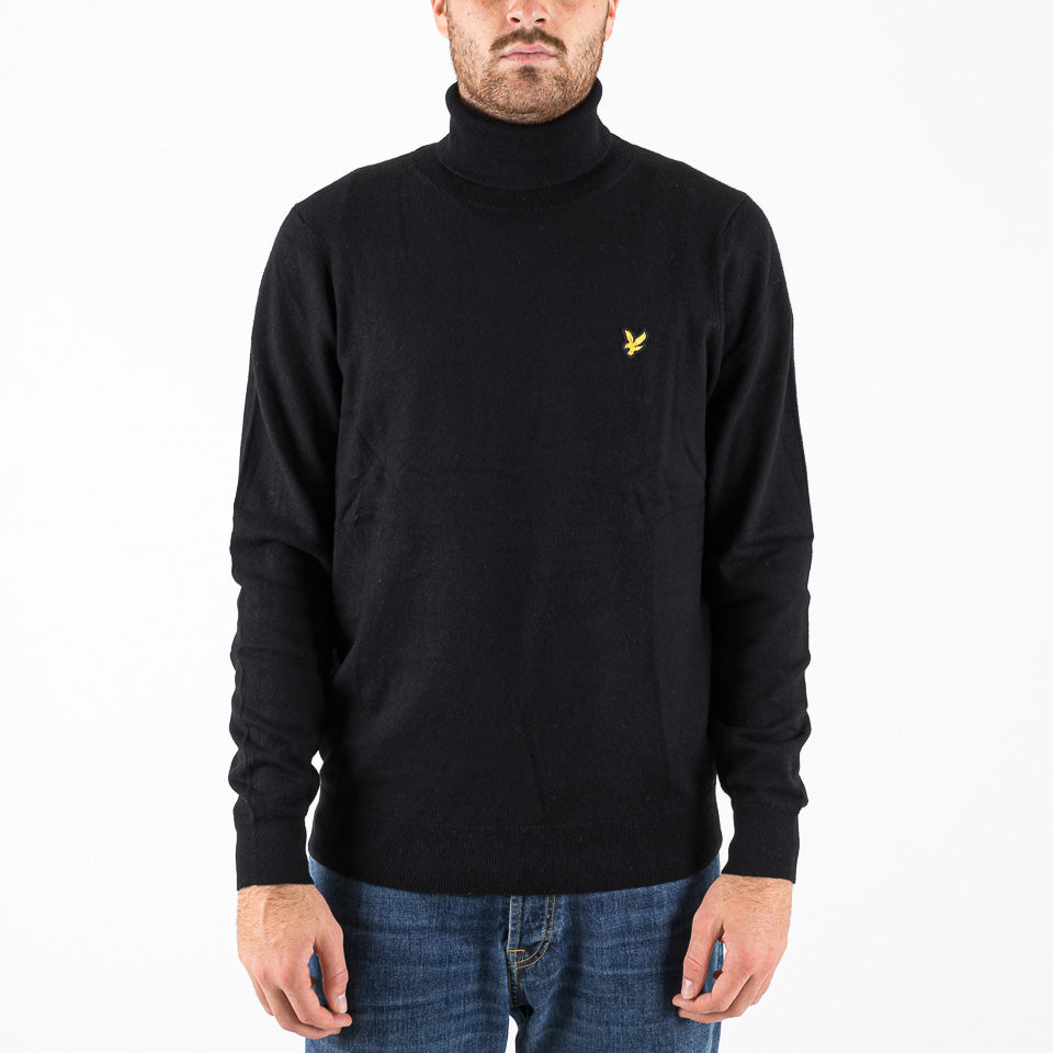 Cotton merino turtleneck nero