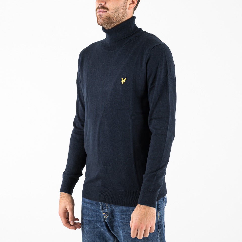 Cotton merino turtleneck blu navy