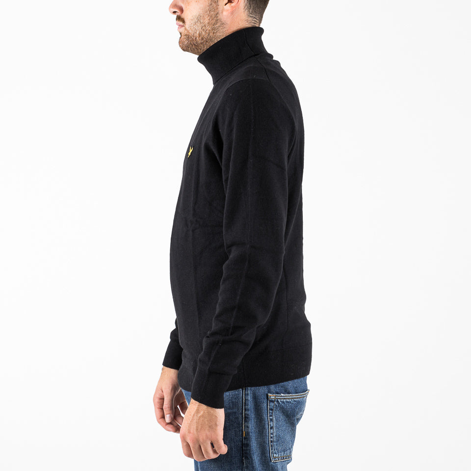 Cotton merino turtleneck nero