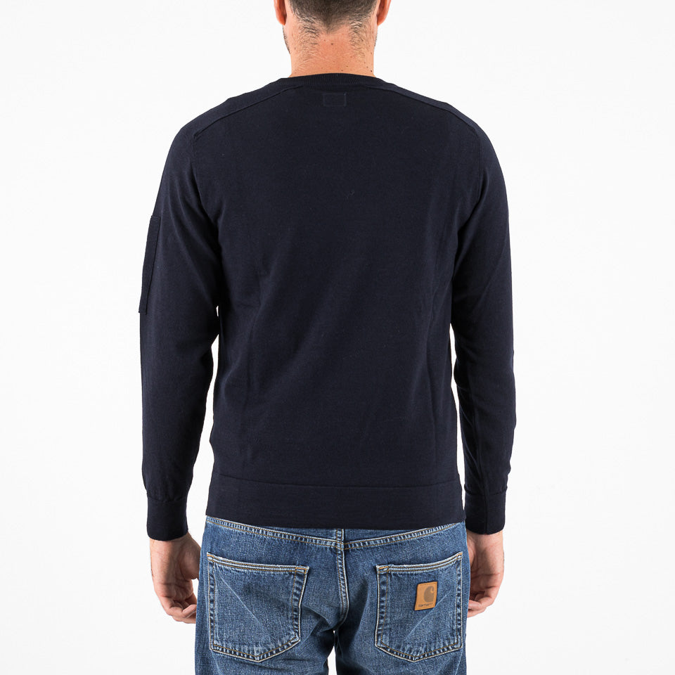 Extra fine merino wool crew neck blu navy