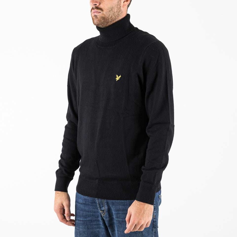 Cotton merino turtleneck nero