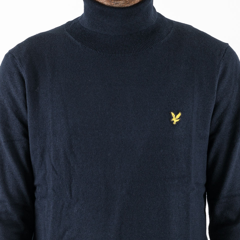 Cotton merino turtleneck blu navy