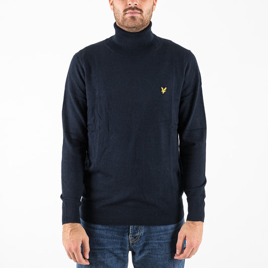 Cotton merino turtleneck blu navy