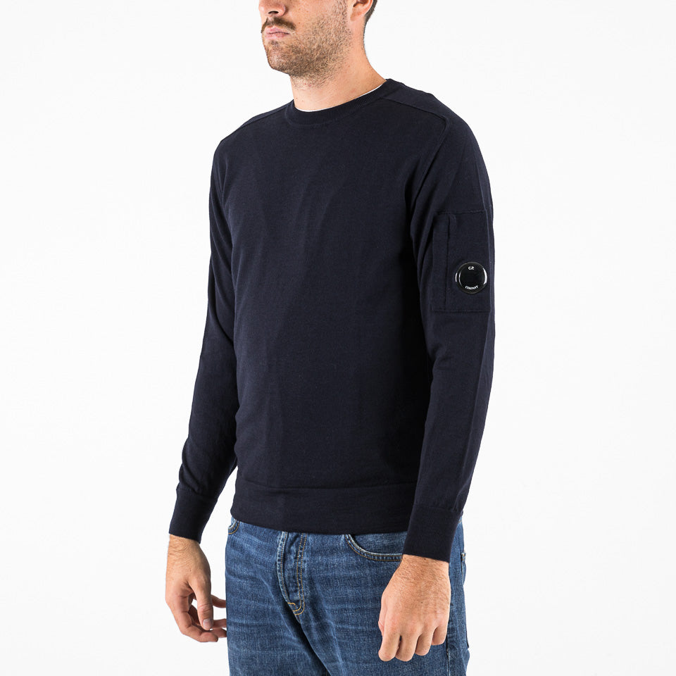 Extra fine merino wool crew neck blu navy