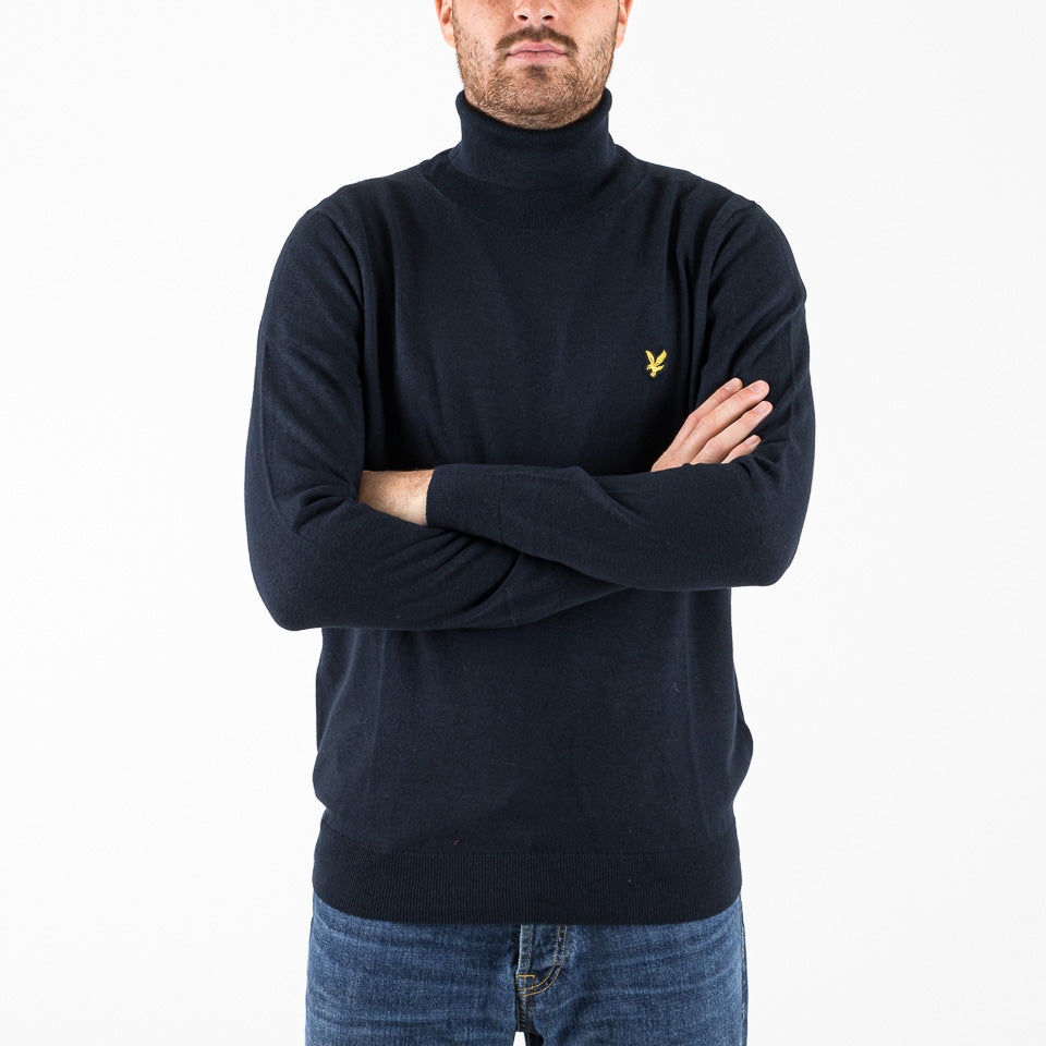 Cotton merino turtleneck blu navy