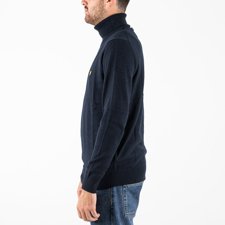 Cotton merino turtleneck blu navy