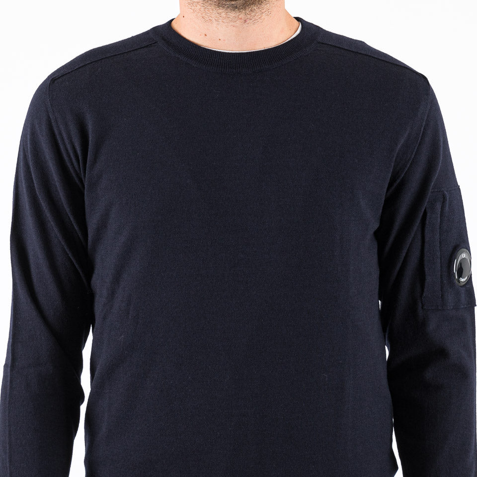 Extra fine merino wool crew neck blu navy