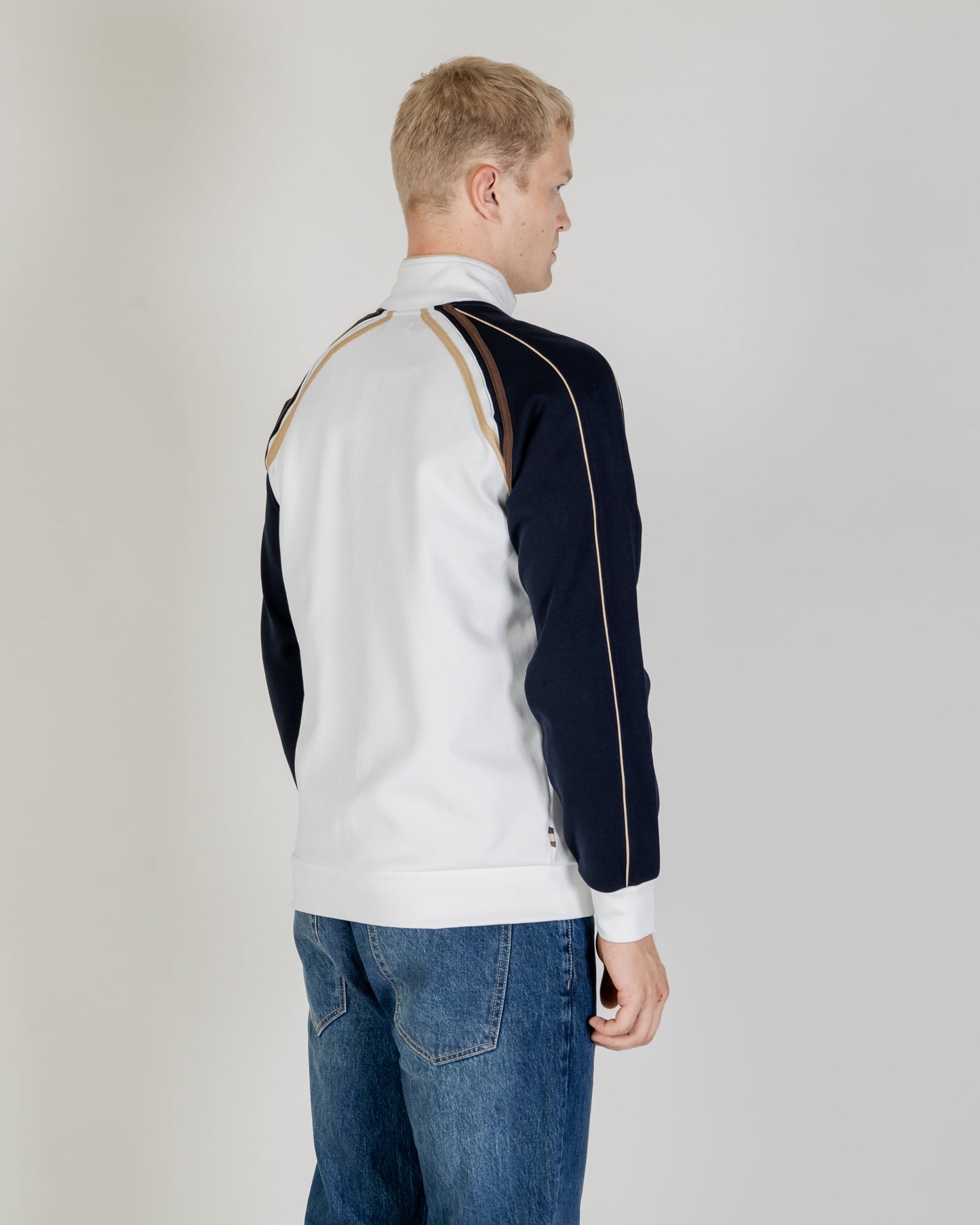 Felpa track top bianca/blu navy in scuba