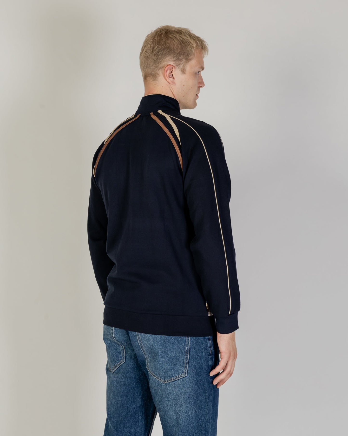 Felpa track top check/blu navy in scuba