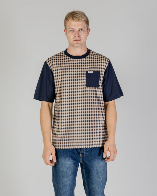 T-shirt check taschino blu navy