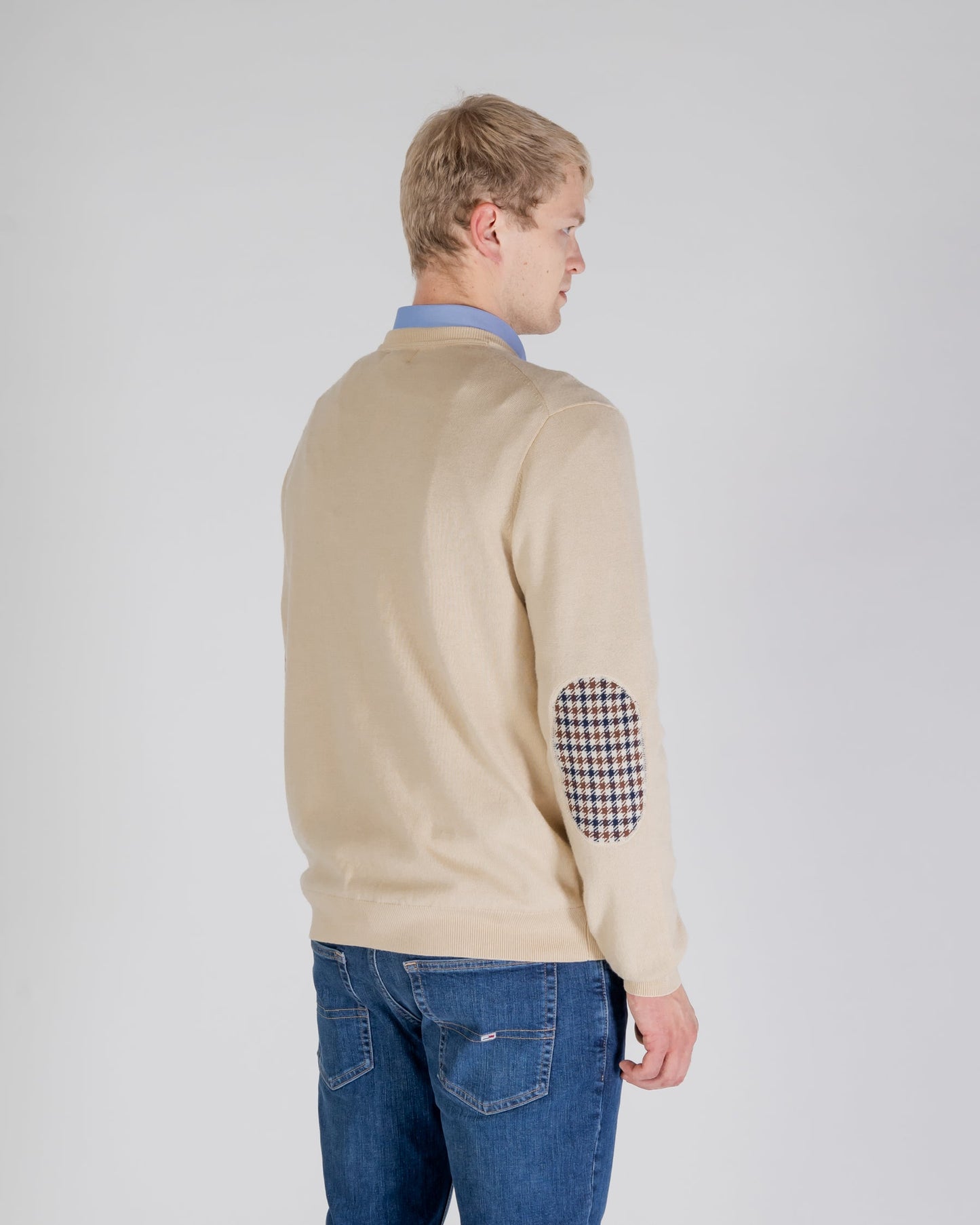 Maglione 100% merino beige toppe check