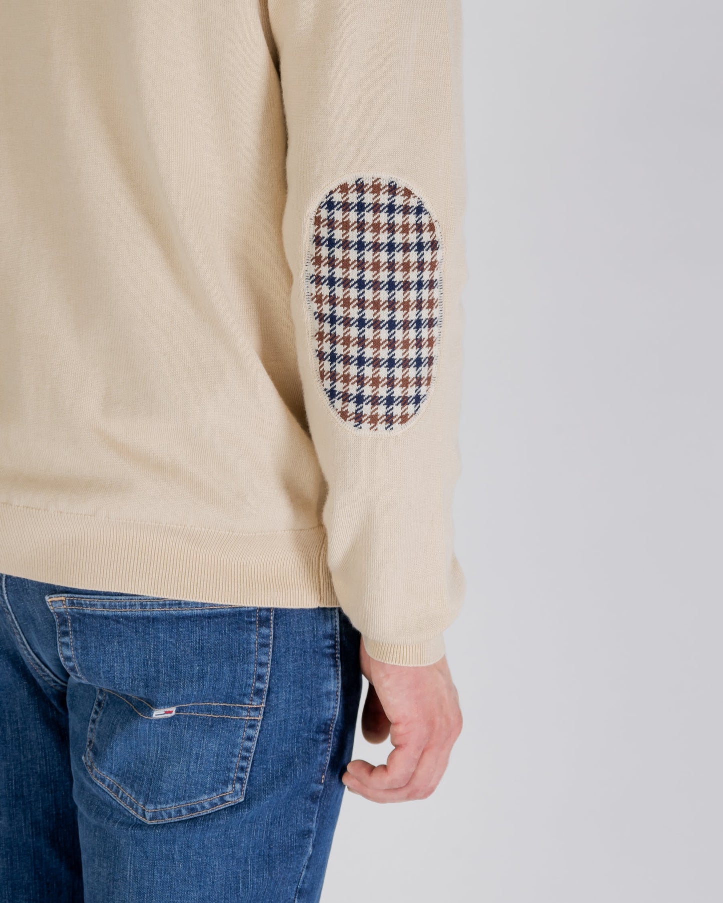 Maglione 100% merino beige toppe check