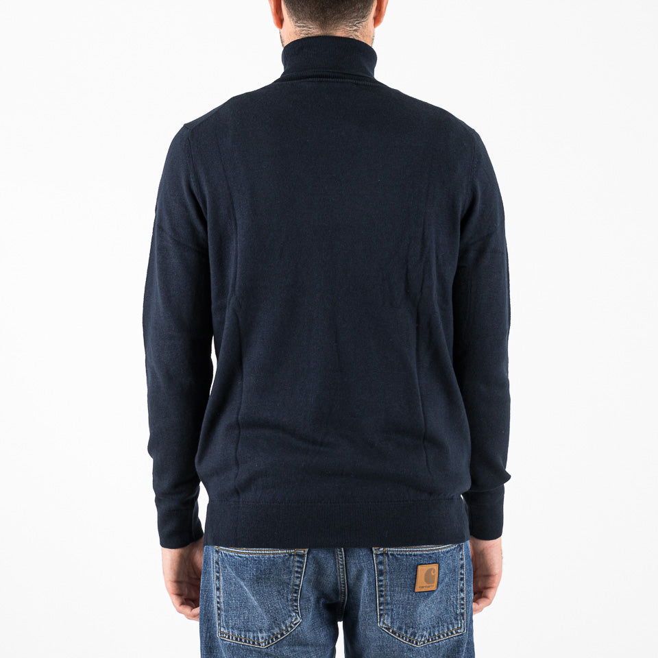 Cotton merino turtleneck blu navy