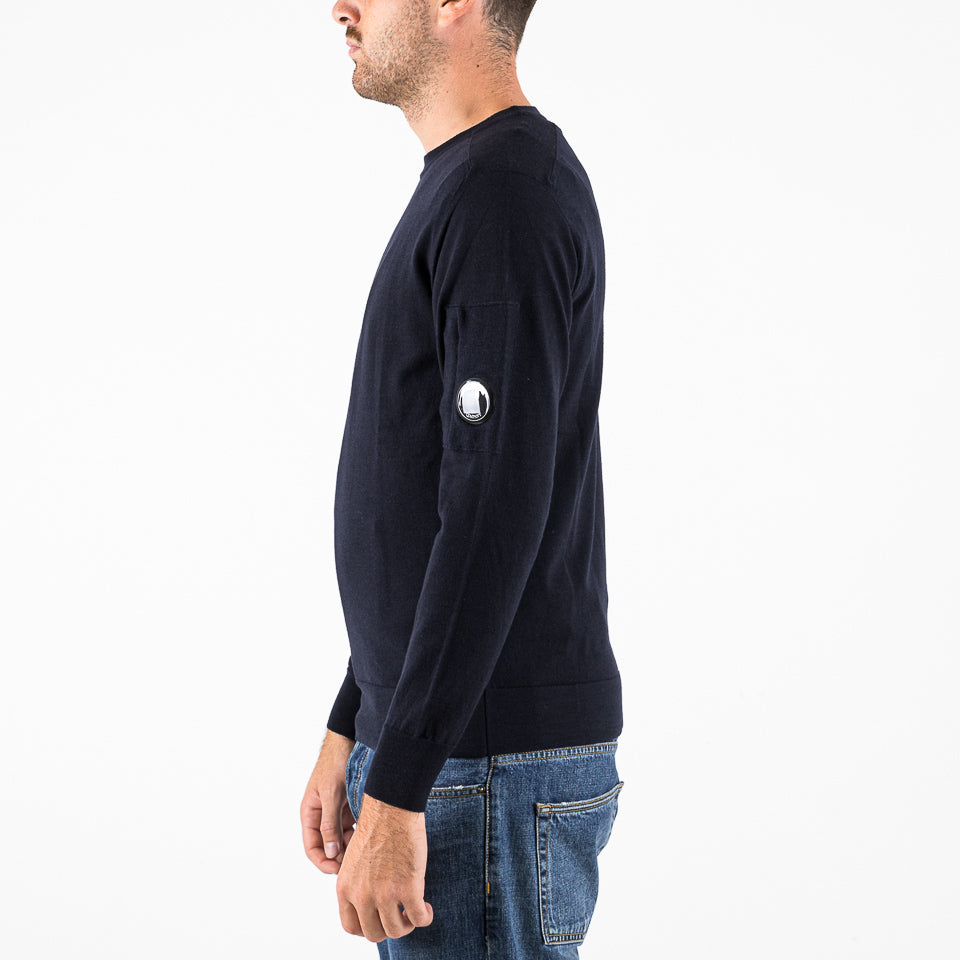 Extra fine merino wool crew neck blu navy