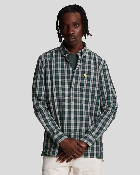 Camicia in tartan argyle teal/mid grey marl