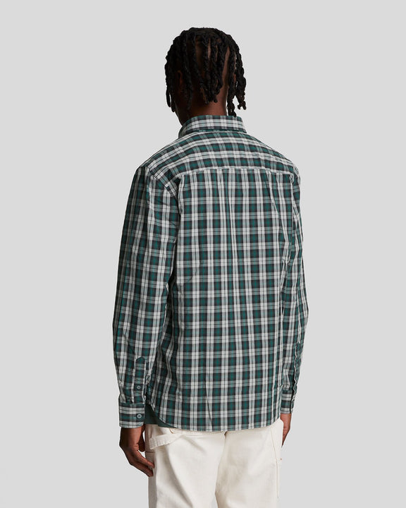 Camicia in tartan argyle teal/mid grey marl