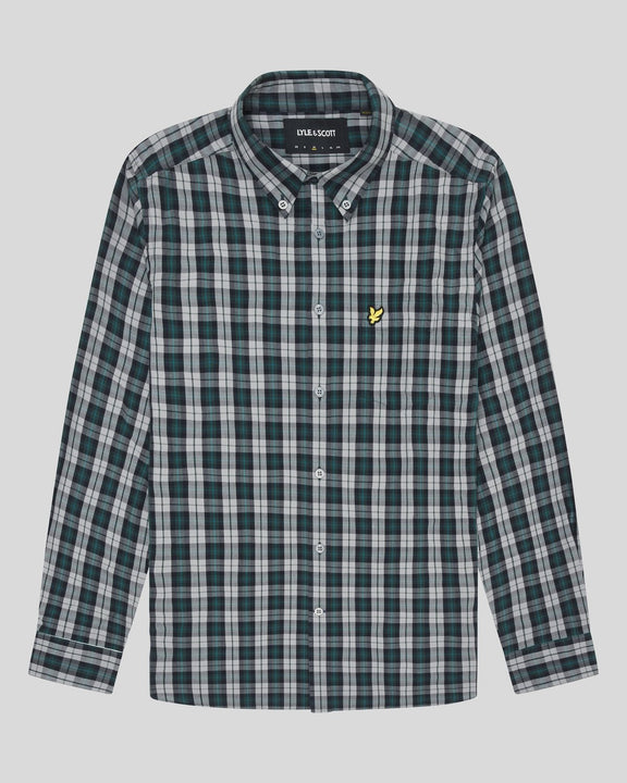 Camicia in tartan argyle teal/mid grey marl