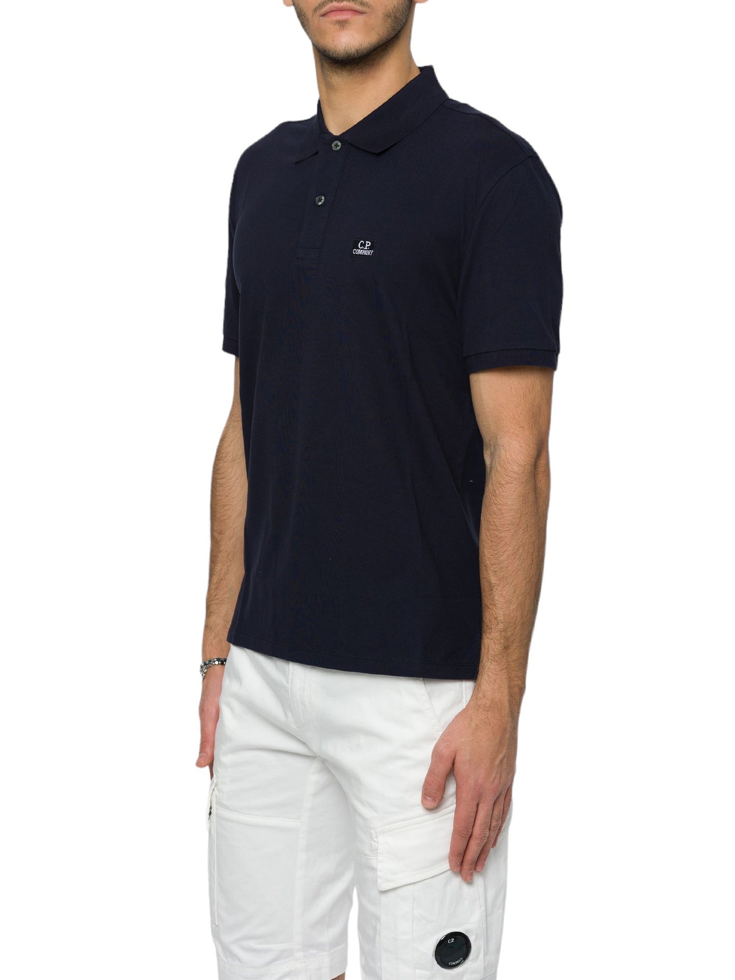 Stertch Piquet slim polo shirt blu navy