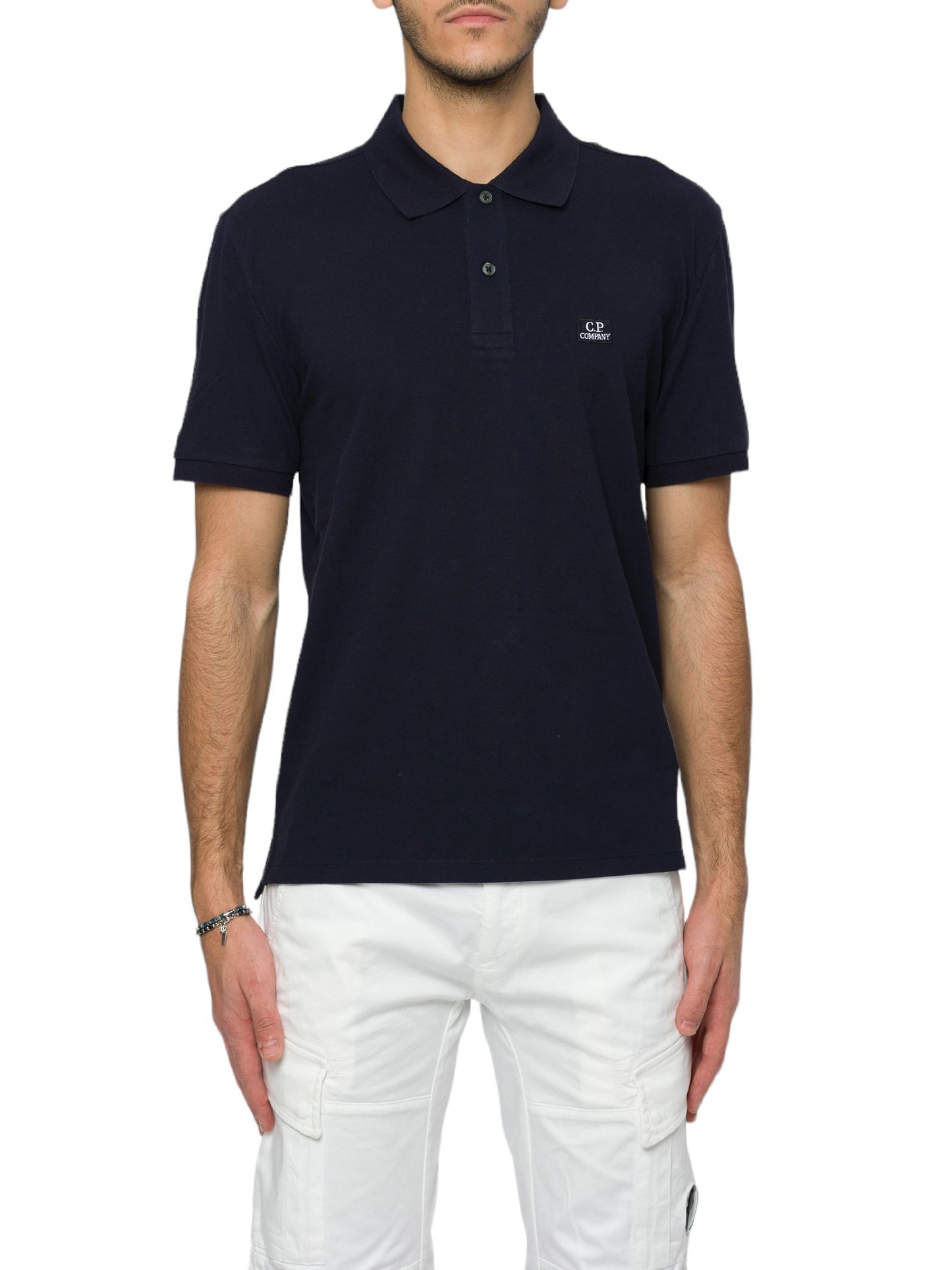 Stertch Piquet slim polo shirt blu navy