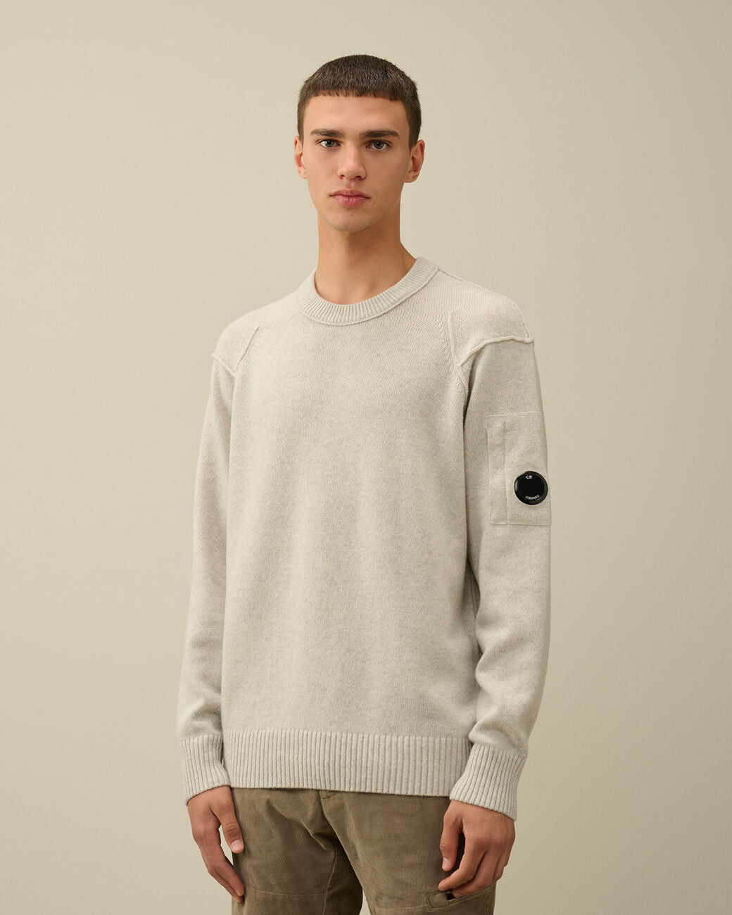 Lambswool GRS crew neck off White melange